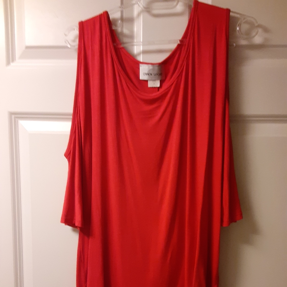 Caren Sport Cold Shoulder Red Top Size 1X